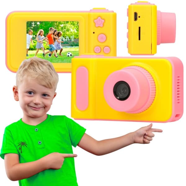 Extralink børnekamera H8 Pink | Digitalkamera | 1080P 30fps, 2,0" skærm Orange, Lyserød