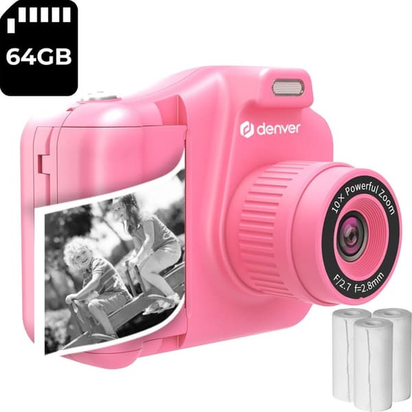 DENVER KPC-1370 - digitalkamera - kompaktkamera med øjeblikkelig fotoprinter - børn (112150100000) Lyserød