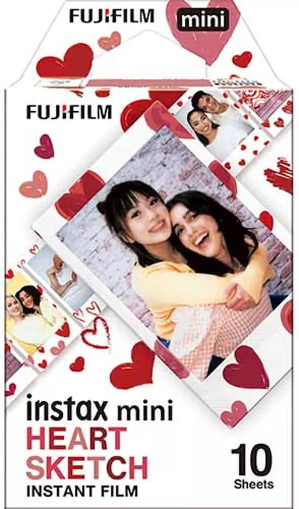 Fujifilm Instax Mini Film - Heart Sketch - Omedelbar fotopapper - 1 x 10 stycken