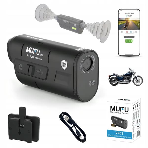 MOTORCYKEL VIDEO INSPELARE MUFU MOTOCAM V20S FullHD 7h motorcykelkamera