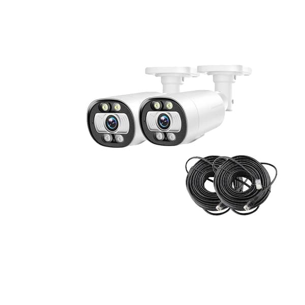 POE IP-kamera, 5MP upplösning, färg-nattseende,2st Cam 20M kabel