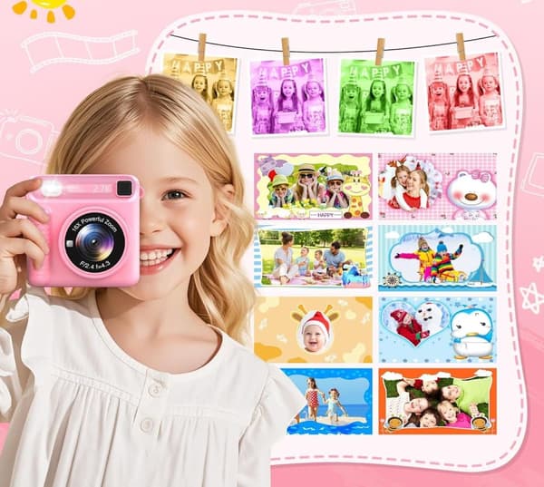 Instant camera för barn – bärbar barnkamera med HD-skärm, enkel kamera för barn med omedelbar utskrift