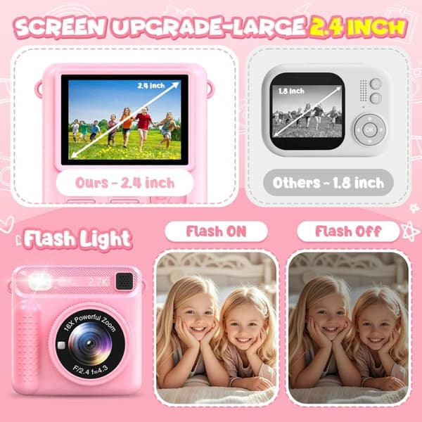 Instant camera för barn – bärbar barnkamera med HD-skärm, enkel kamera för barn med omedelbar utskrift