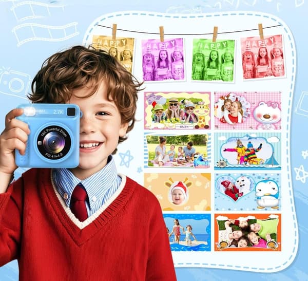 Instant camera för barn – bärbar barnkamera med HD-skärm, enkel kamera för barn med omedelbar utskrift