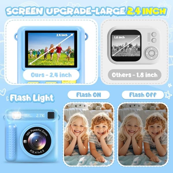 Instant camera för barn – bärbar barnkamera med HD-skärm, enkel kamera för barn med omedelbar utskrift