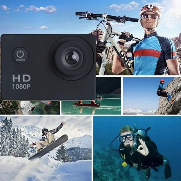 URHEILUKAMERA 1080p FULL HD 2" LISÄVARUSTEET VEDENPITÄVÄ KUORU IP66 EXTREME