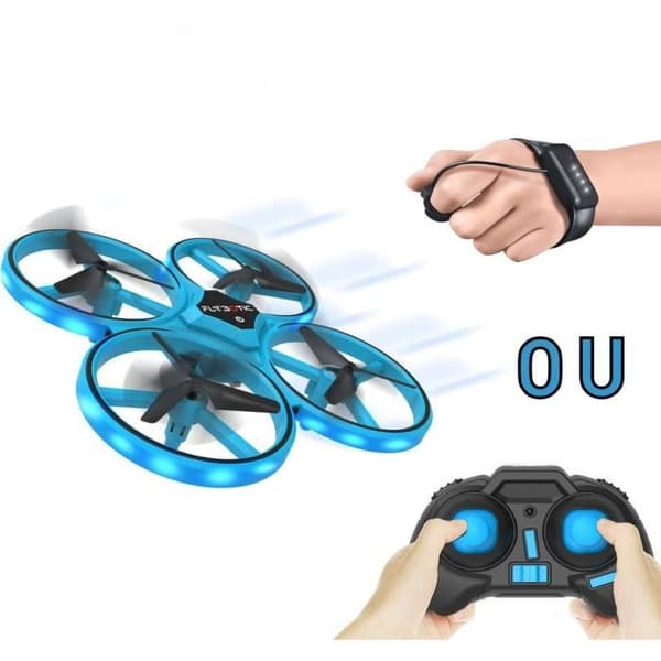 Mini lätt drönare med dubbel fjärrkontroll - FLYBOTIC - Looping 360 - Blå