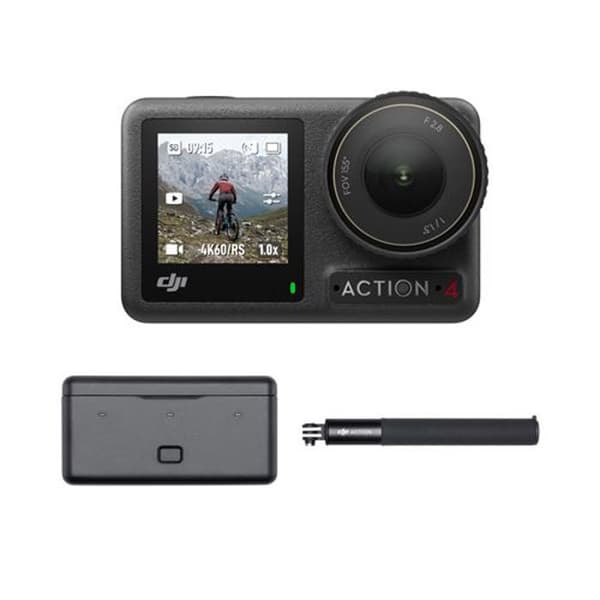 Sportskamera - DJI - Osmo Action 4 Adventure Combo - 1/1,3-tommer sensor - 4K/120 fps - 155 ultrabredt synsfelt Sort