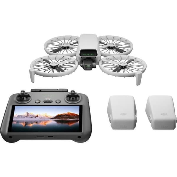 Kameradrönare - DJI - Flip Fly More Combo (DJI RC 2) (GL) - Hopfällbart propellerskydd - 1/1.3 CMOS - 4K/60 fps HDR - 31 min flygning Svart, Vit