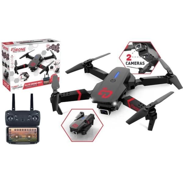 Drone - RC - 24 X 19 CM - 2 4K Kameraer - Smartphone Fjernbetjening - 8 min Batterilevetid