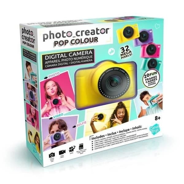 Canal Toys - Fotoskaber - Pop Digitalkamera Gul Farve - Med 8GB SD-kort inkluderet - CLK 040