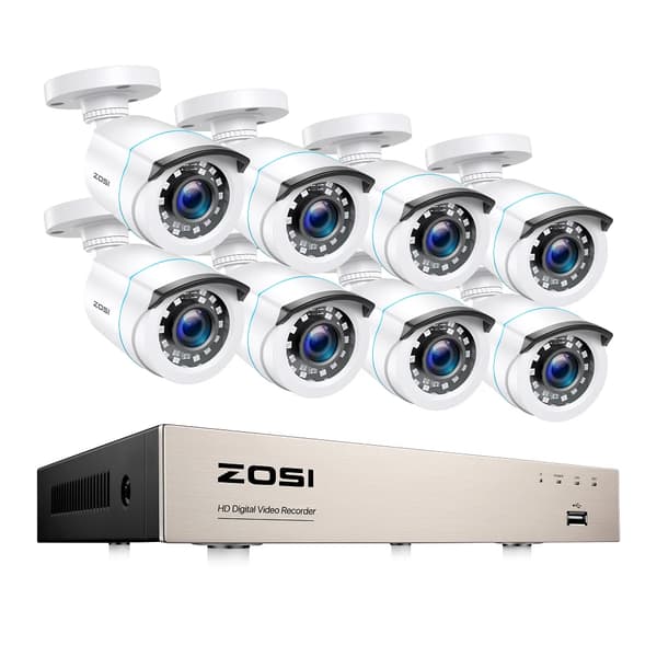 Hjemmesikkerhedssystem, H265+ DVR, Natvision,Ingen, 8CH DVR med 8 kameraer