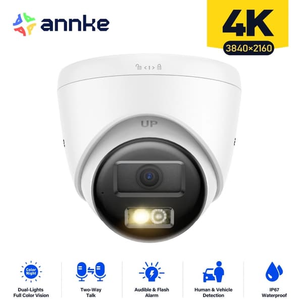 4K Ultra HD Säkerhetskamera, Dubbelbelysning Nattsyn, Tvåvägs ljud, IP67 Vattentät,8MP-V1