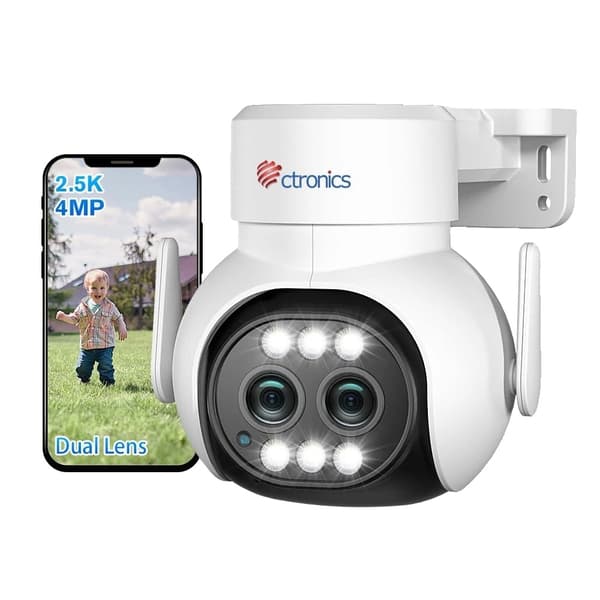 Ctronics Turvakamera, 4MP Resoluutio, 355° Kääntö & 90° Kallistus,WIFI 4MP Ei korttia