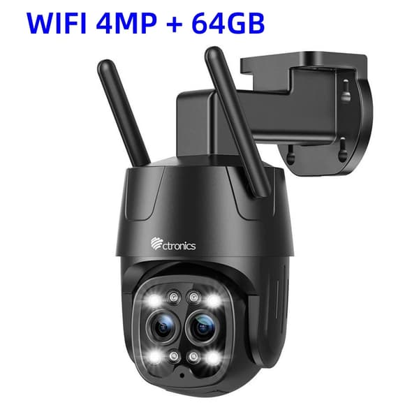 Ctronics Sikkerhedskamera, 4MP Opløsning, 355° Panorering & 90° Tilt,WIFI 4MP 64G