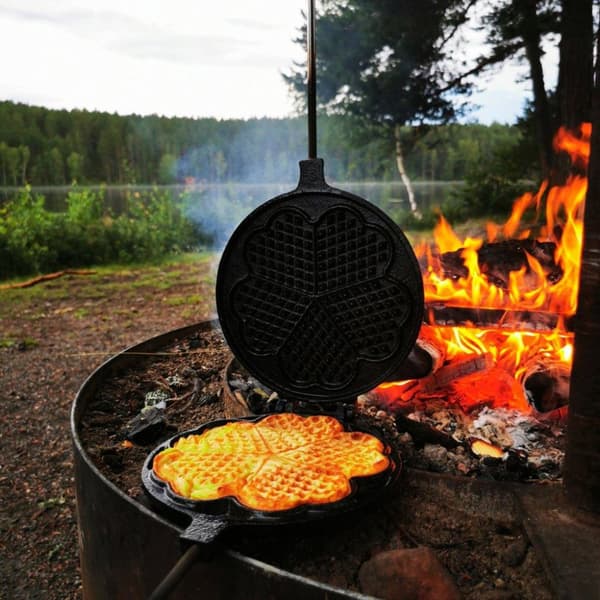våffeljärn öppen eld, våffeljärn friluftsliv, OUT360 VÅFFELJÄRN GJUTJÄRN
