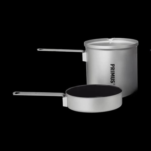 Campingkastrull &amp; stekpanna Primus Essential Trek Pot, naturanodiserad aluminium, med 1 kastrull (1 liter) &amp; 1 stekpanna (11.7 cm)