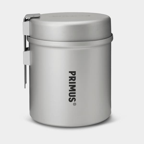 Campingkastrull &amp; stekpanna Primus Essential Trek Pot, naturanodiserad aluminium, med 1 kastrull (1 liter) &amp; 1 stekpanna (11.7 cm)