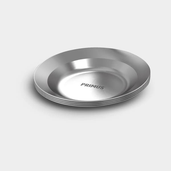 Campingkit Primus CampFire Serving Kit, Ø24 cm, 5 delar (1 skål med lock + 4 tallrikar i rostfritt stål)