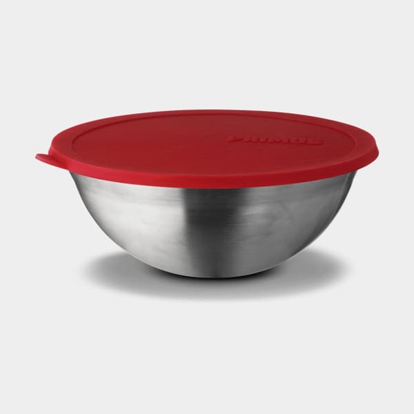 Campingkit Primus CampFire Serving Kit, Ø24 cm, 5 delar (1 skål med lock + 4 tallrikar i rostfritt stål)