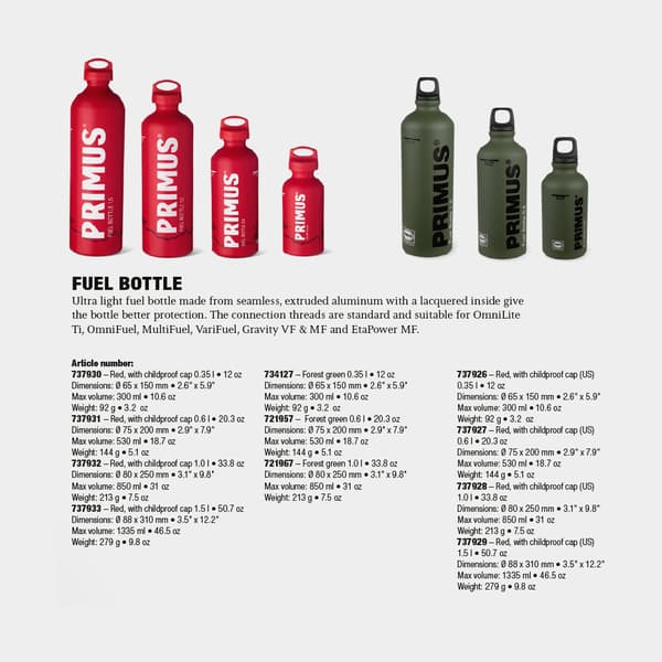 Bränsleflaska till multifuelkök &amp; pumpkök Primus Fuel Bottle Forest Green, 1 liter