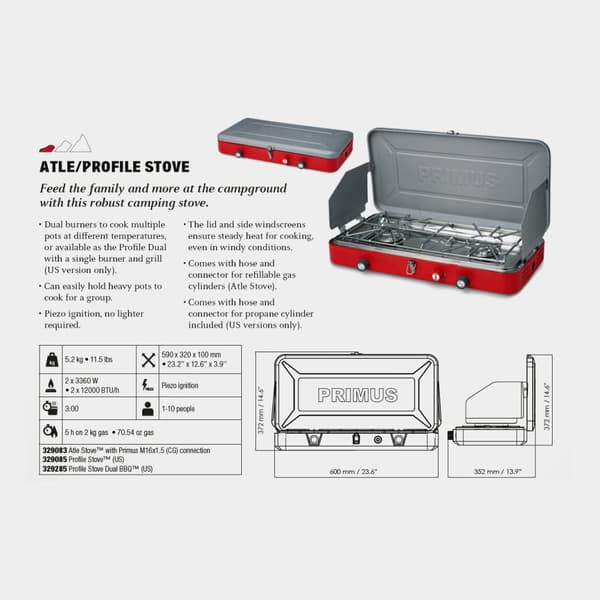 Campingkök Primus Atle II Stove, 3360 W, med integrerad piezotändning