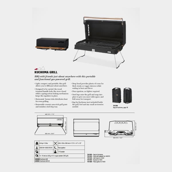 Gasgrill Primus Kuchoma Stove, 2500 W, med integrerad piezotändning + Summer Gas (15°C till 40°C) 450 gram