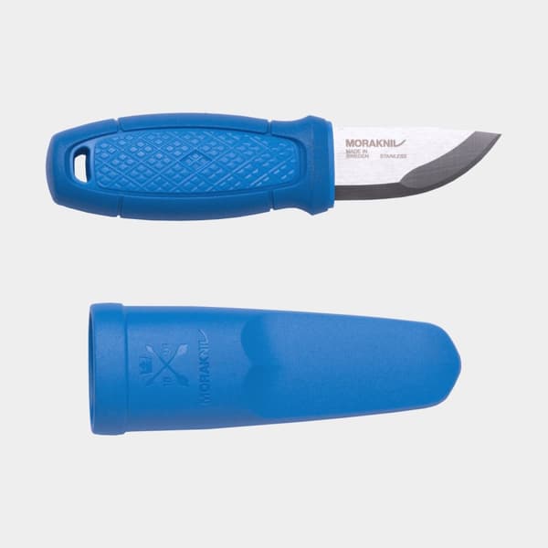 Friluftskniv Morakniv Eldris med tändståls-kit (S), 145 mm, TPE-gummi / återvunnet svenskt rostfritt stål, blå
