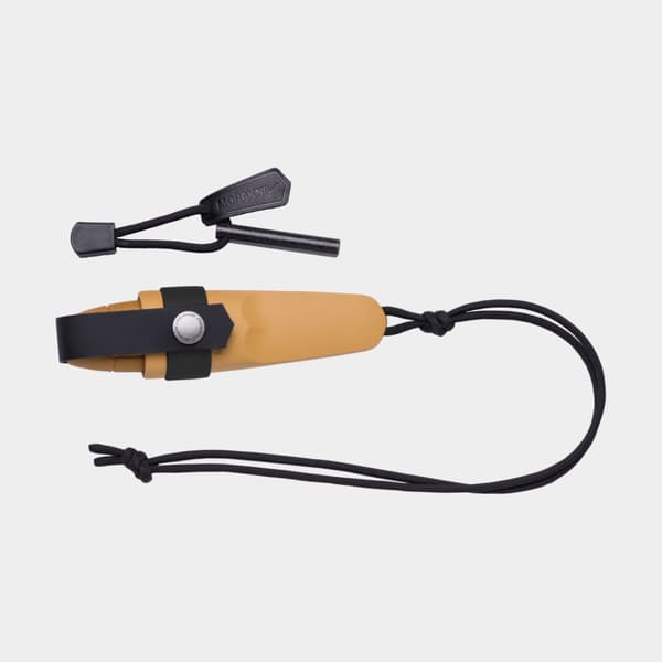 Friluftskniv Morakniv Eldris med tändståls-kit (S), 145 mm, TPE-gummi / återvunnet svenskt rostfritt stål, gul