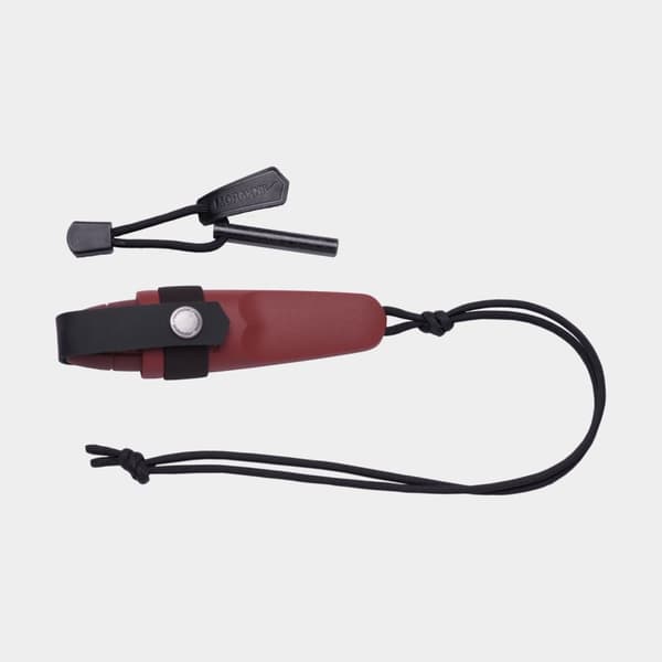 Friluftskniv Morakniv Eldris med tändståls-kit (S), 145 mm, TPE-gummi / återvunnet svenskt rostfritt stål, röd