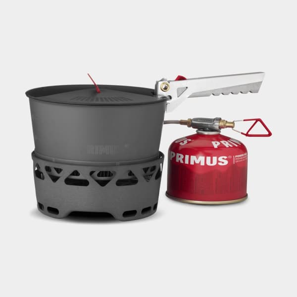 Gaskök Primus PrimeTech Stove Set, 2000 W, med piezo-tändare + 2 kastruller (1.3 liter) + 1 lock med durkslag + griptång + förvaringspåse