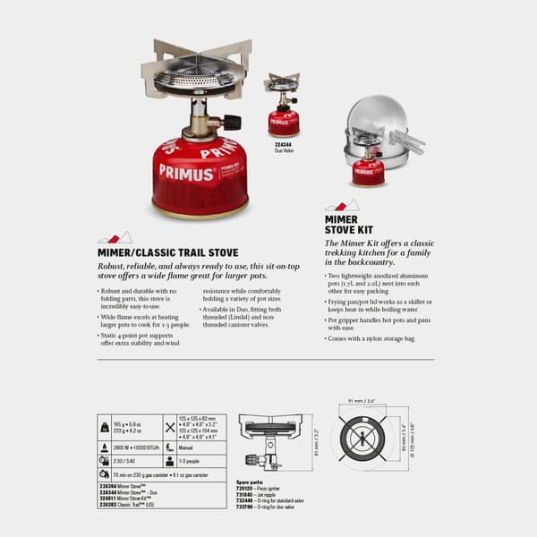 Gaskök Primus Mimer Duo Stove, 2800 W, med Duo-ventil Bränsletillval: + SIP Power Gas (230 gram)