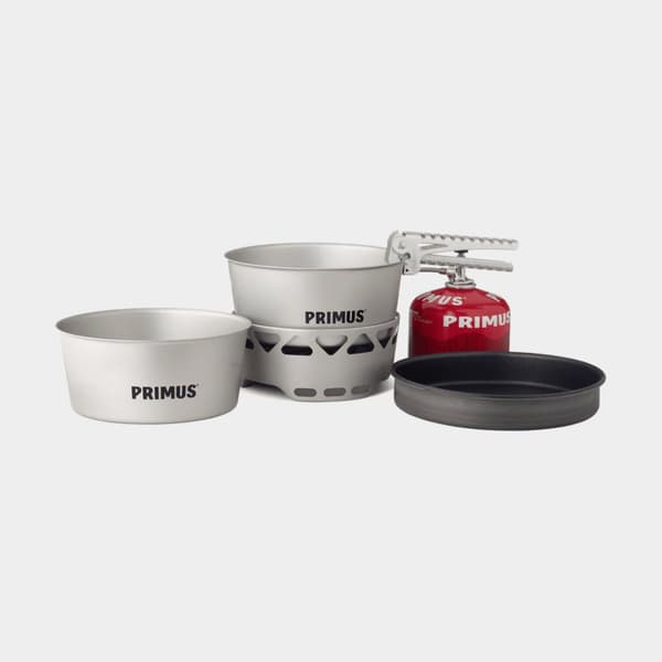 Gaskök Primus Essential Stove Set, 2000 W + 2 kastruller (2.3 liter) + 1 stekpanna + griptång + förvaringspåse Köksvariant: + Power Gas (230 gram)