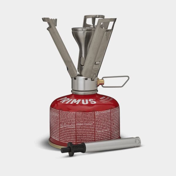 Gaskök Primus Firestick Stove Titanium, 2500 W, med piezo-tändare + förvaringspåse Bränsletillval: + Power Gas (230 gram)