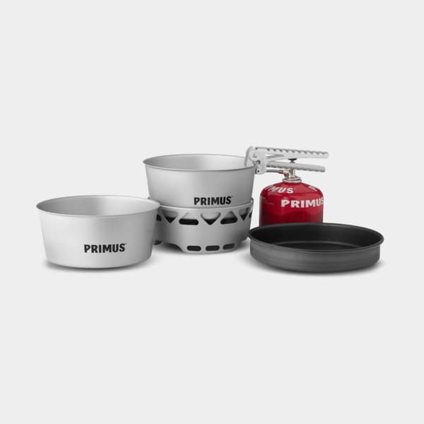 Gaskök Primus Essential Stove Set, 2000 W + 2 kastruller (1.3 liter) + 1 stekpanna + griptång + förvaringspåse Köksvariant: + SIP Power Gas (230 gram)