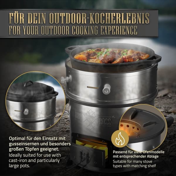 Powerring til raketovn Ø 25-35 x 9 cm lavet af rustfrit stål BBQ#BOSS
