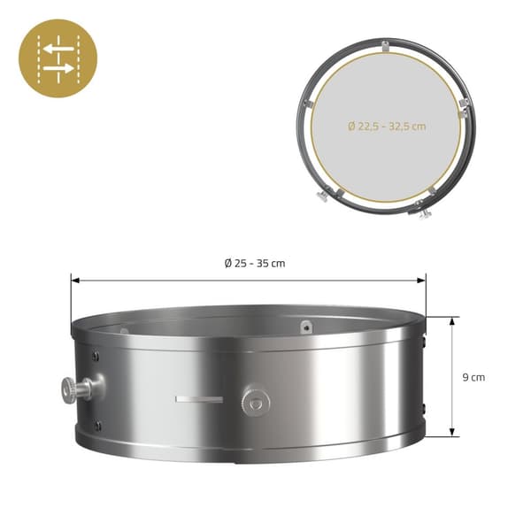 Powerring til raketovn Ø 25-35 x 9 cm lavet af rustfrit stål BBQ#BOSS