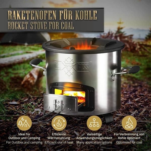 Raketovn Ø26 cm sæt med støbejernspande sæt BBQ#BOSS