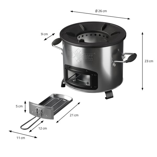 Raketovn Ø26 cm sæt med støbejernspande sæt BBQ#BOSS