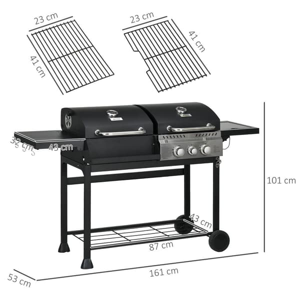 Grill för Barbecue, 161x53x101 cm, Svart
