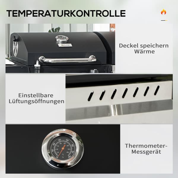 Grill för Barbecue, 161x53x101 cm, Svart
