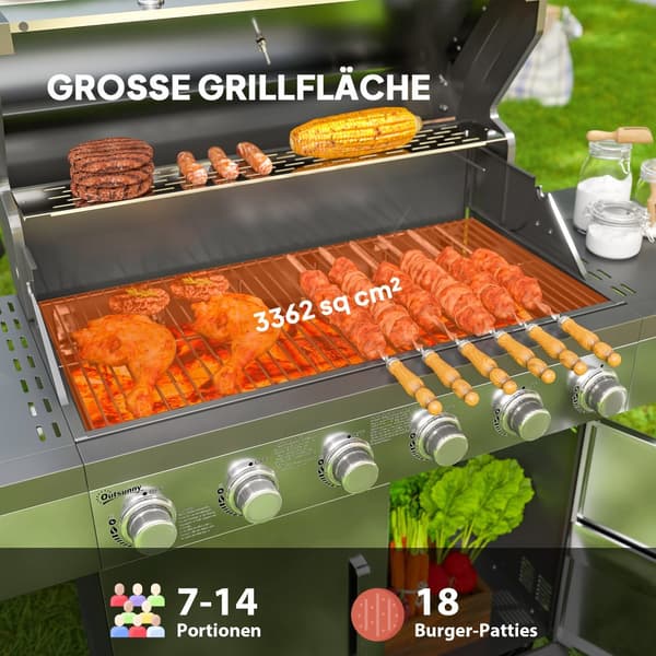 Gasgrill, 8500BTU, 141x55x110 cm, Silver