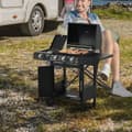 Miniatyrbild 2 av 9: Gasgrill, BBQ Grillvagn med 3 brännare och 1 sidobrännare, 110x50x100 cm, Svart