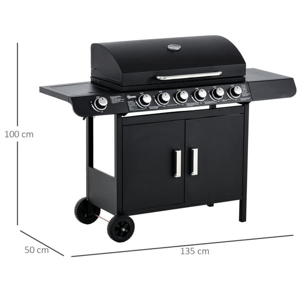 BBQ Grilli, Kaasugrilli Grillivaunu, 135x50x100 cm, Musta