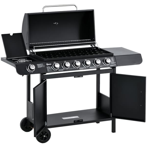 BBQ Grilli, Kaasugrilli Grillivaunu, 135x50x100 cm, Musta