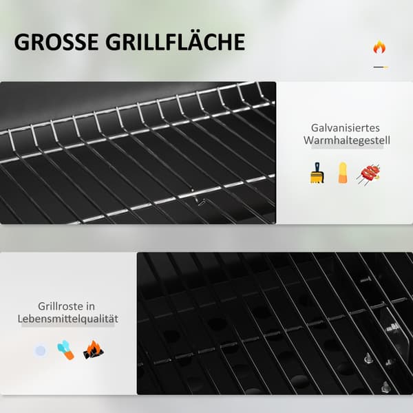 Kolgrill, 113x65x108 cm, Svart
