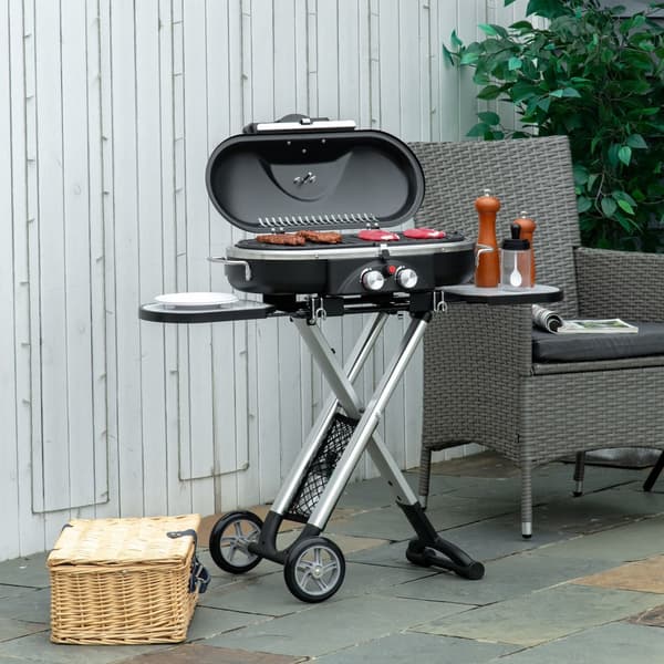 Gasgrill, BBQ Grillvogn, 100x41.6x82.5 cm, Sort Sølv