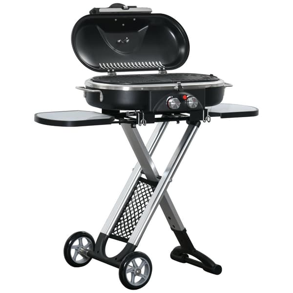 Gasgrill, BBQ Grillvogn, 100x41.6x82.5 cm, Sort Sølv