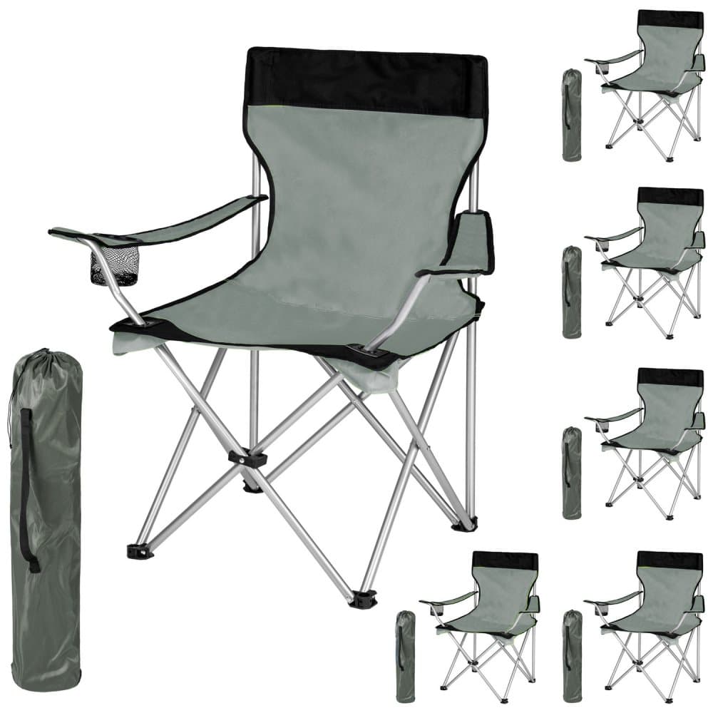 6 Campingstole enkelt - grå