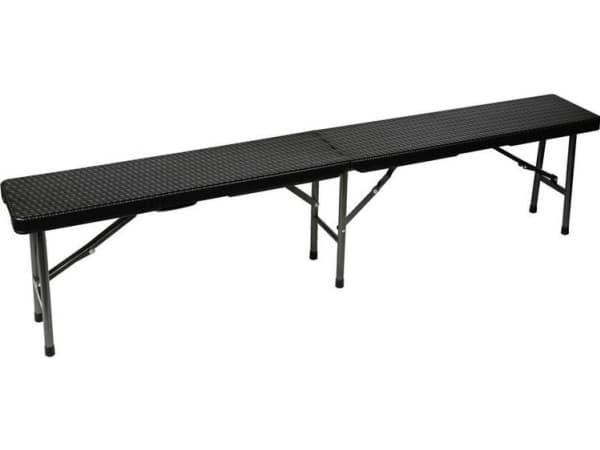 Perel Panchina da campeggio imitation rotin Nero FP160R, Svart, Högdensitetspolyeten (HDPE), Stål, Solid, 600 kg, 1800 mm, 250 mm